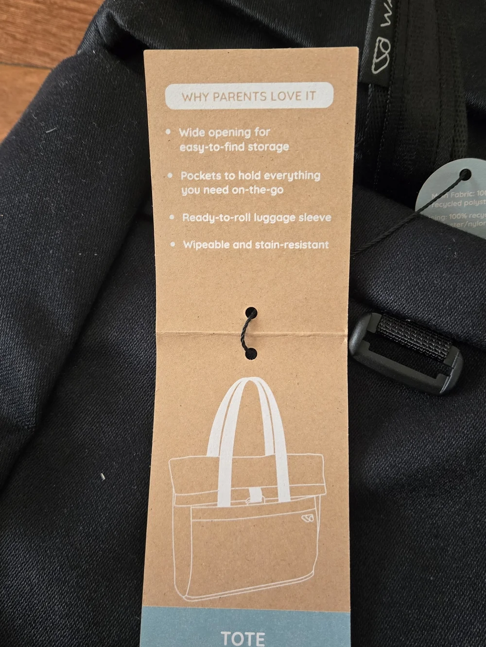 Black Tote/ Diaper Bag by WAYB - Durable Everyday Carry